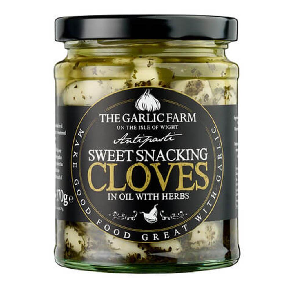 Garlic Farm Sweet Snacking Cloves in Oil with Herbs 270g